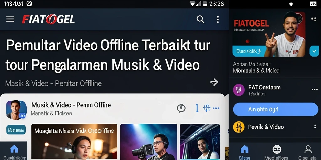Tampilan antarmuka FIATOGEL dengan berbagai fungsi Pemutar Video Offline.