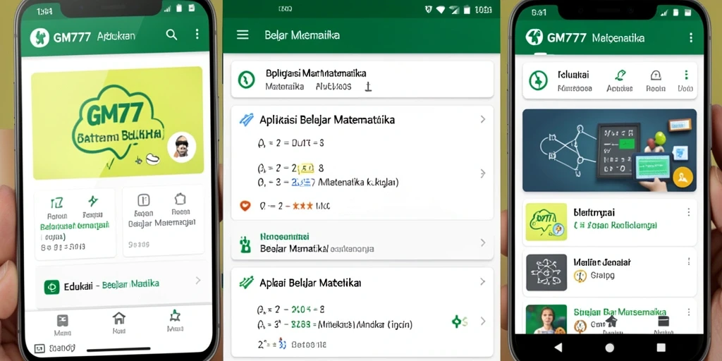 Screenshot antarmuka aplikasi GM777 untuk Belajar Matematika.