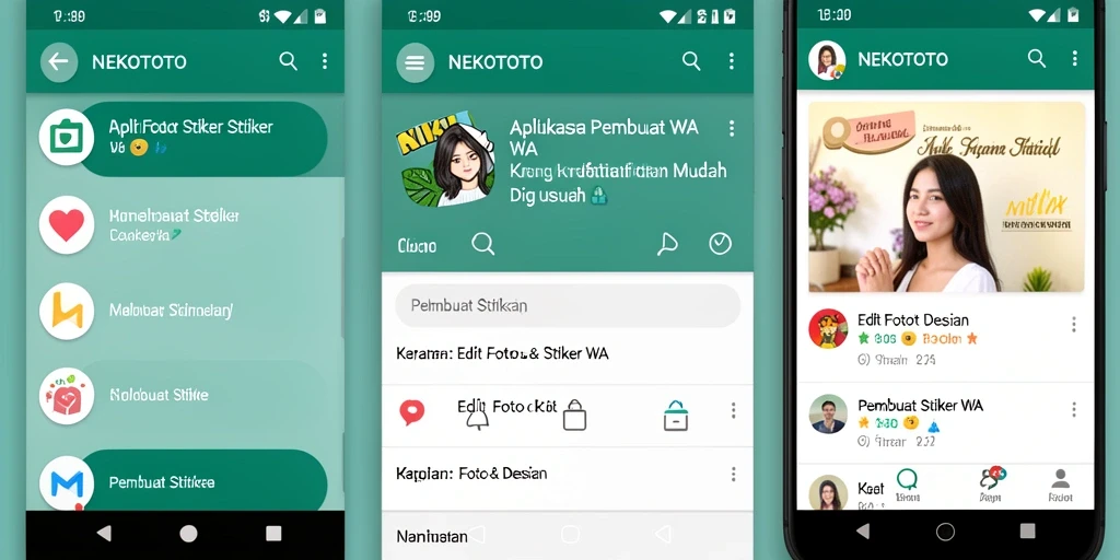 Antarmuka NEKOTOTO yang intuitif untuk membuat stiker WA.