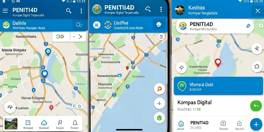 Antarmuka aplikasi PENITI4D yang menampilkan kompas digital dengan akurasi tinggi.